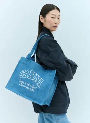 Ganni Women Large Easy Denim Tote Bag