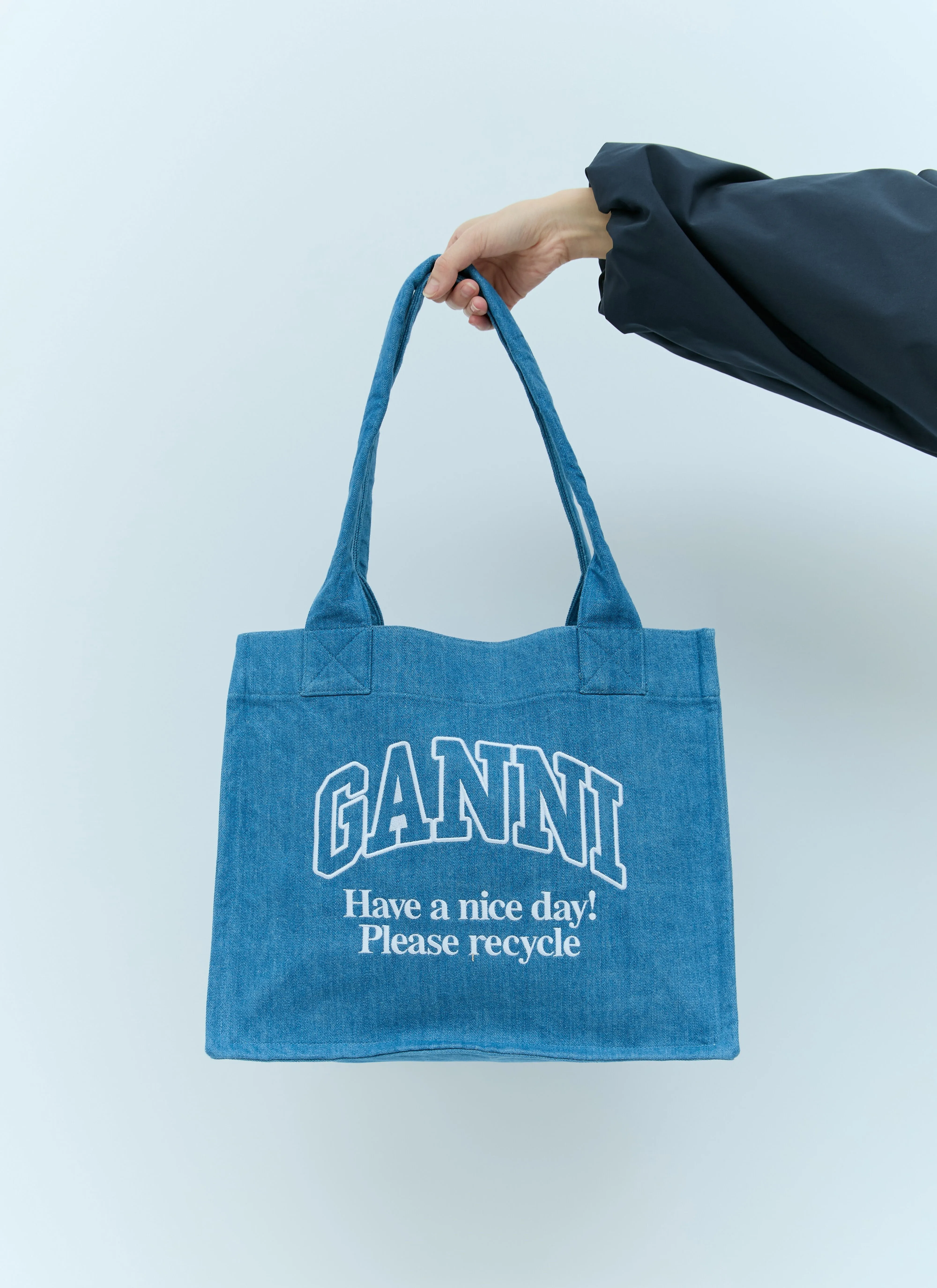 Ganni Women Large Easy Denim Tote Bag