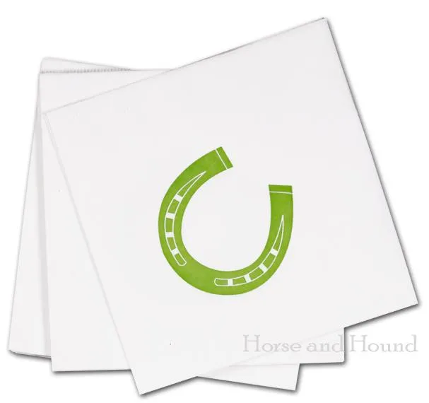 Green Horseshoe Paper Beverage Napkins - Pkg 50