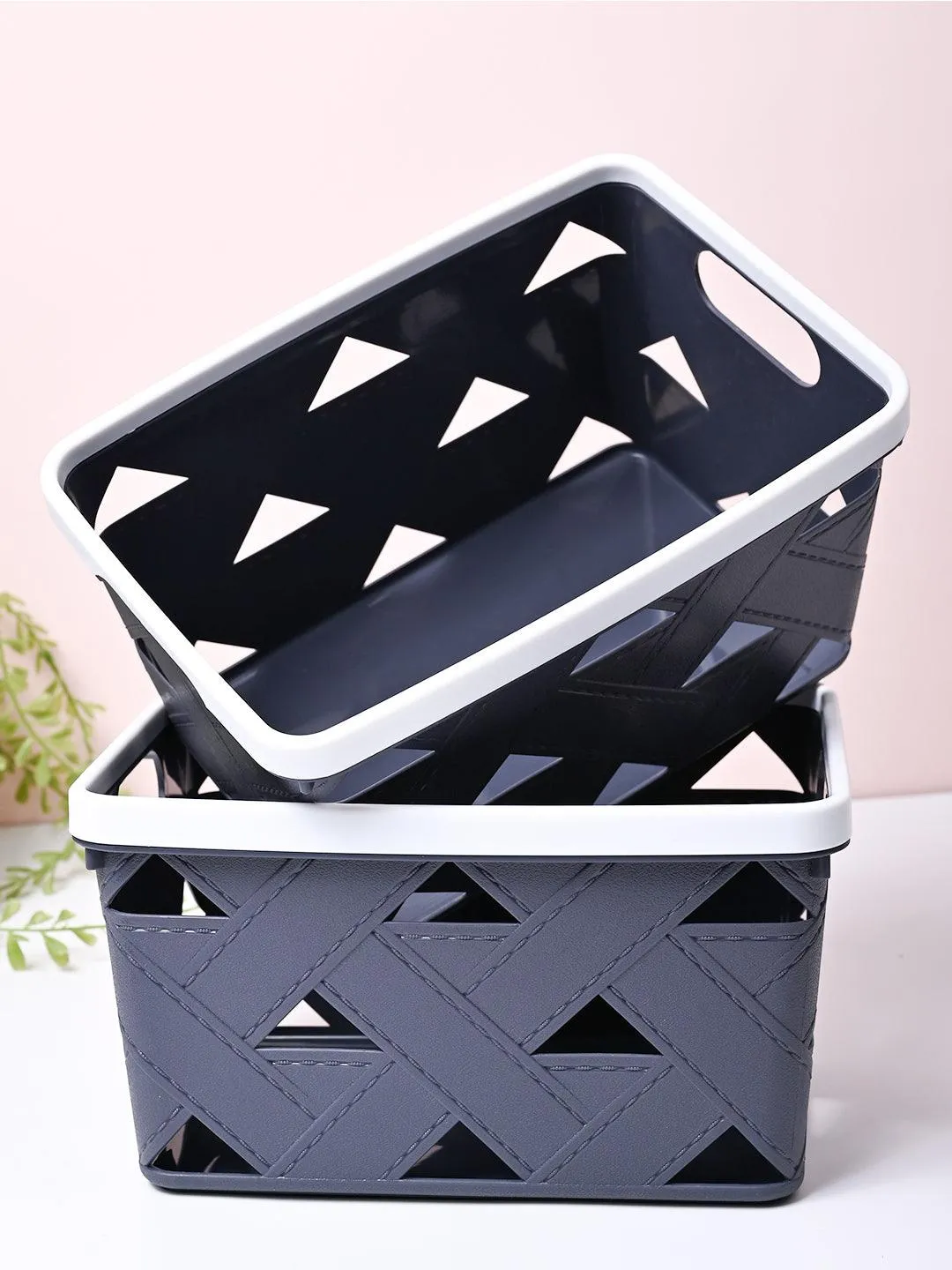 Grey Rectangle Baskets (Set of 2)
