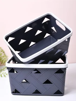 Grey Rectangle Baskets (Set of 2)