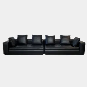 Hamilton Black Leather Sofa