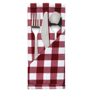 HB580 Gingham Polyester Napkins Red Check (Pack of 10)