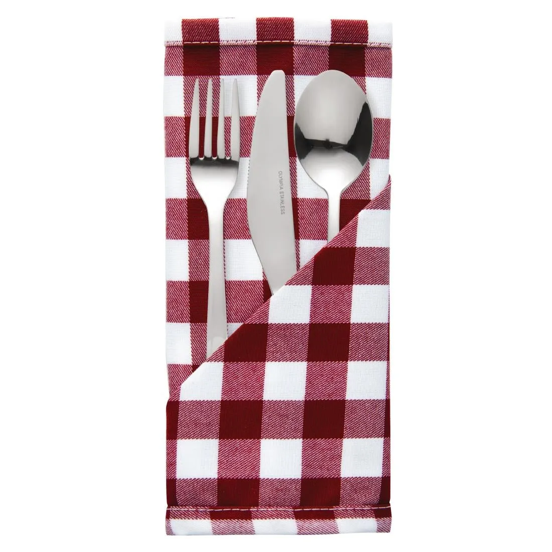 HB580 Gingham Polyester Napkins Red Check (Pack of 10)