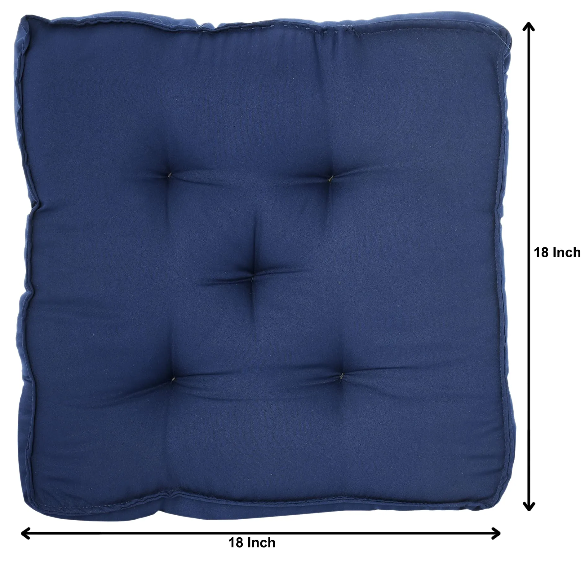 Heart Home Microfiber 18 * 36 Inch Back and Seat Chair Cushion with Ties & Square Cushion for Rocking Chair, Desk Chair, Dining Chairs, Lounge Chair- Set of 2 (Navy Blue)
