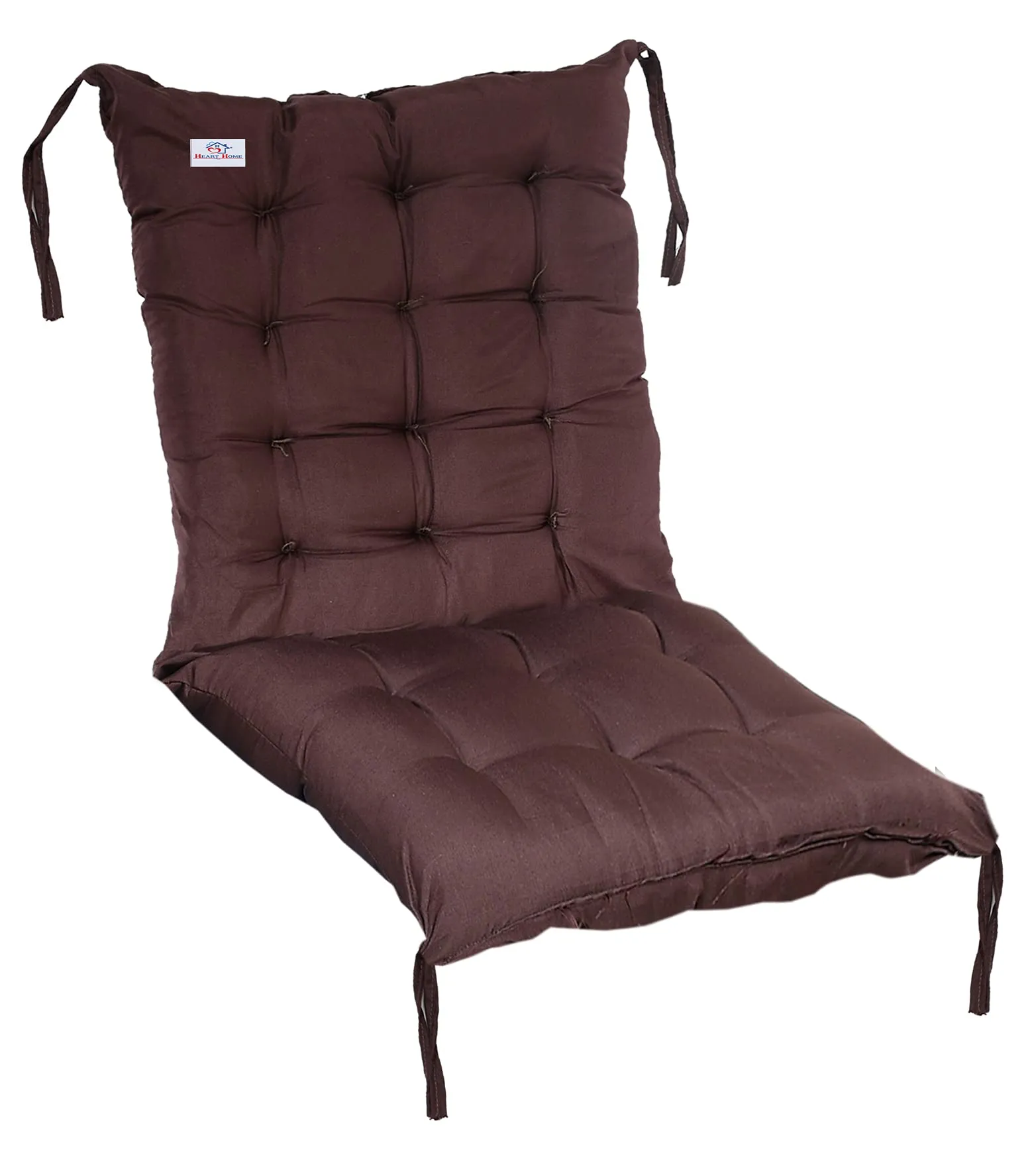 Heart Home Microfiber Back and Seat Chair Cushion for Indoor Outdoor Patio Chair with Ties (Brown)
