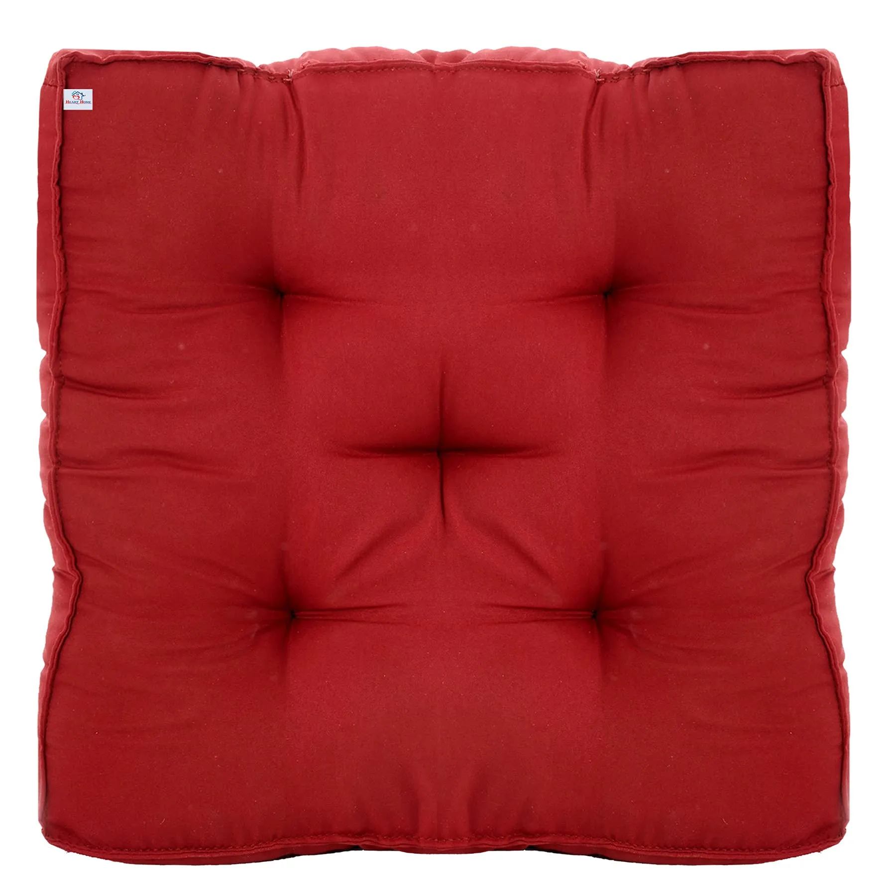 Heart Home Microfiber Square Chair Pad/Cushion for Office, Home or Car Sitting, Pack of 2 (Maroon)