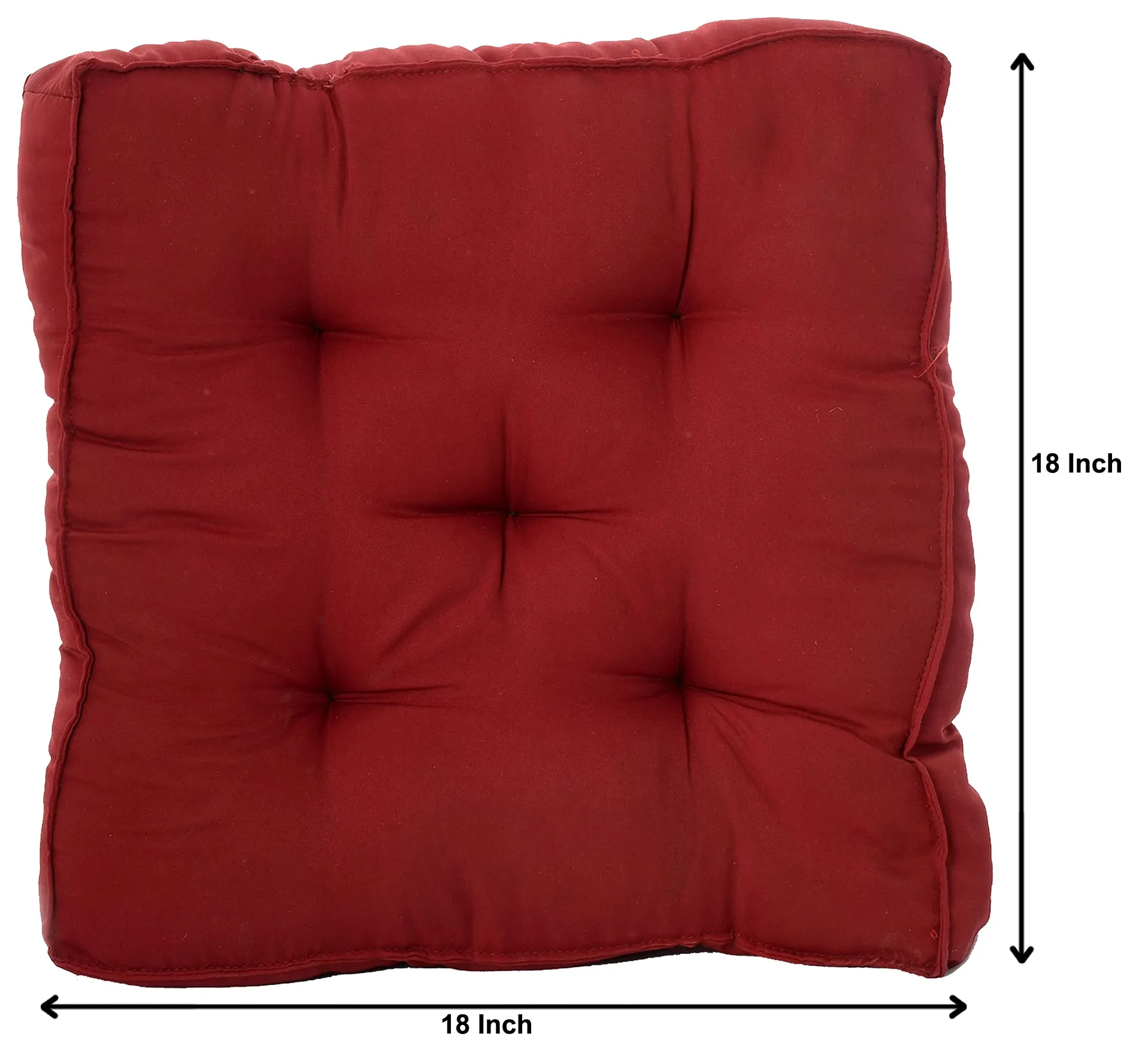 Heart Home Microfiber Square Chair Pad/Cushion for Office, Home or Car Sitting, Pack of 2 (Maroon)