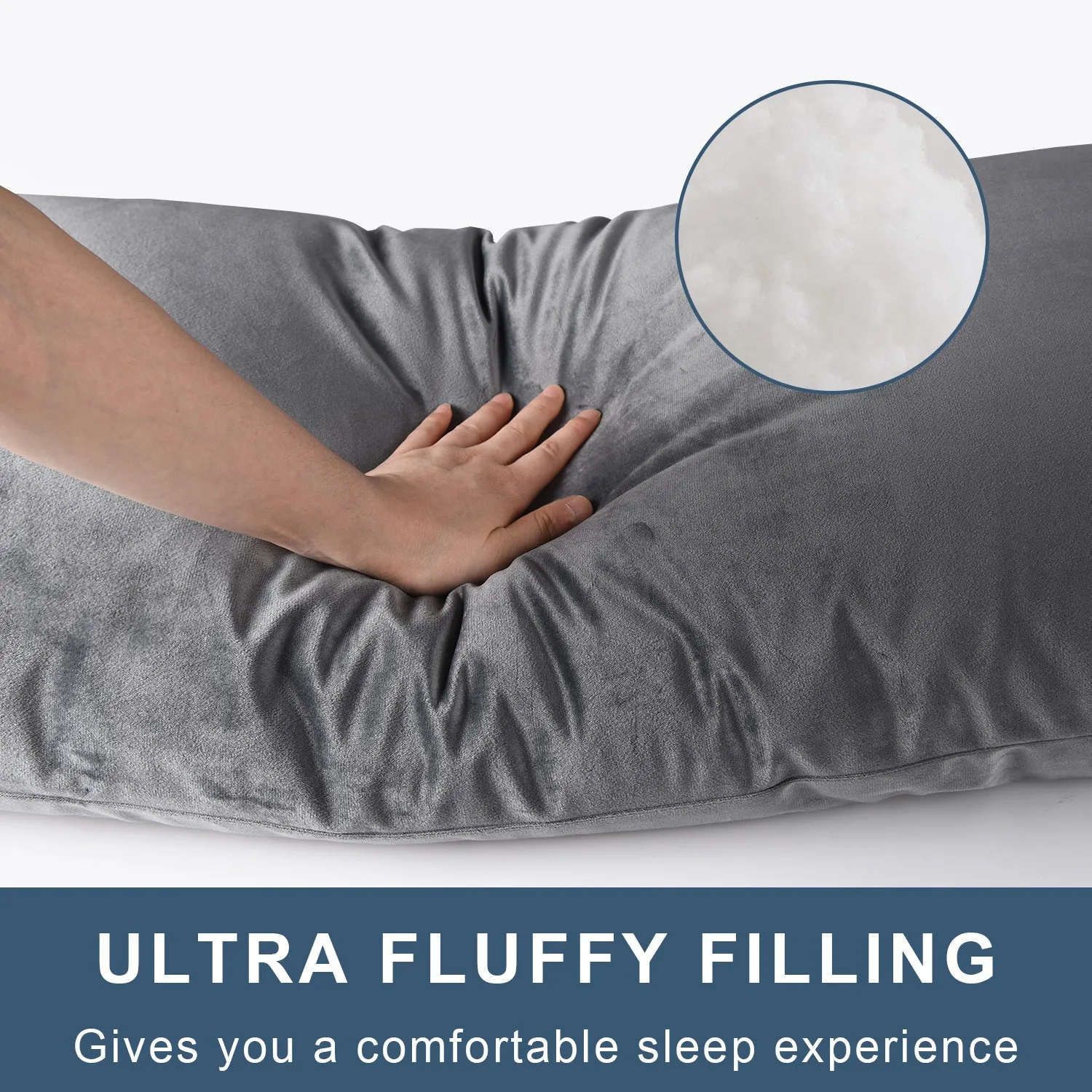 HIG Supportive Full Body Pillow for Sleeping, Decorative Large Body Pillow Insert with Removable Velvet Cover, Cuddly Long Bed Pillow for Adults Pregnant Women Side Sleeper, 20" x 54"