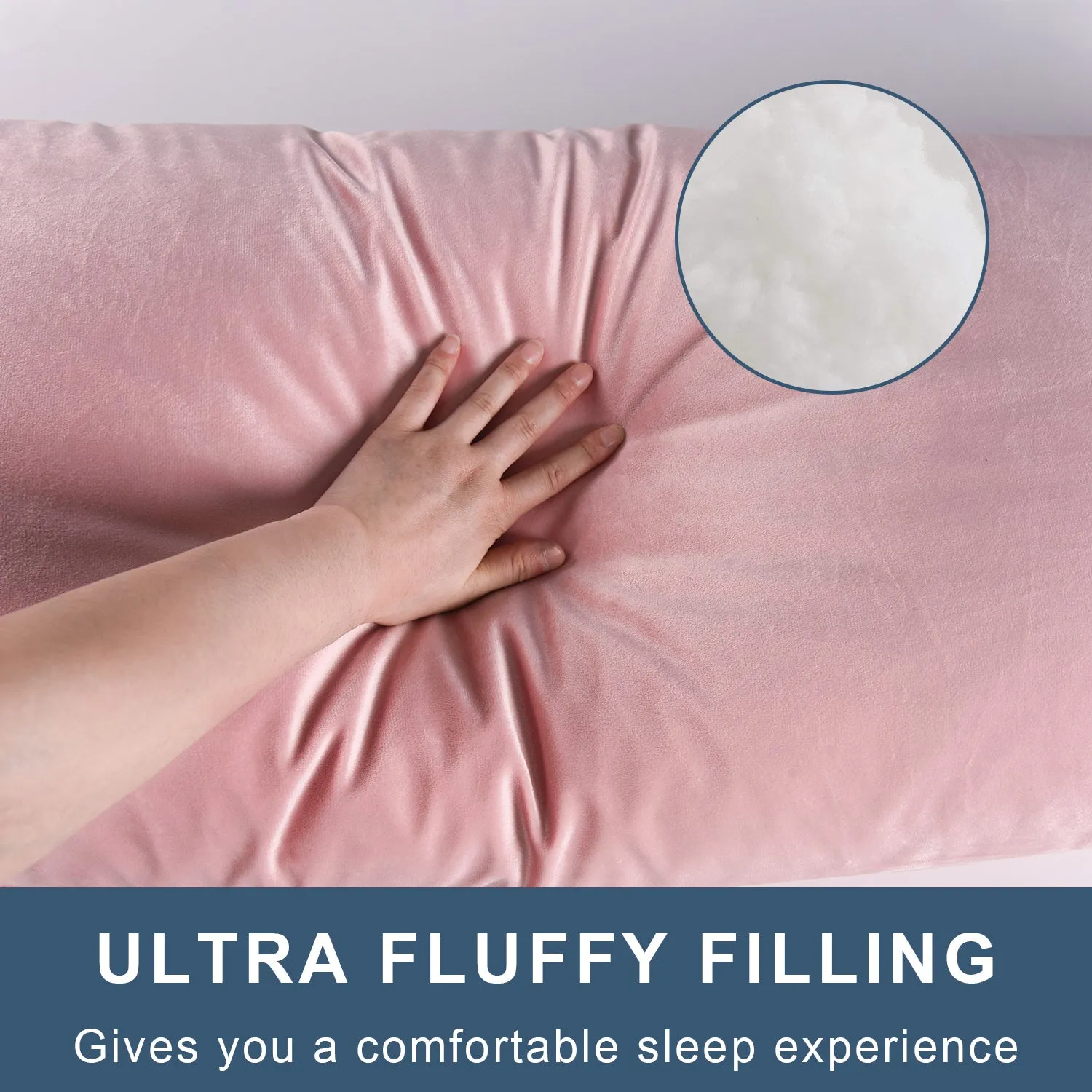 HIG Supportive Full Body Pillow for Sleeping, Decorative Large Body Pillow Insert with Removable Velvet Cover, Cuddly Long Bed Pillow for Adults Pregnant Women Side Sleeper, 20" x 54"