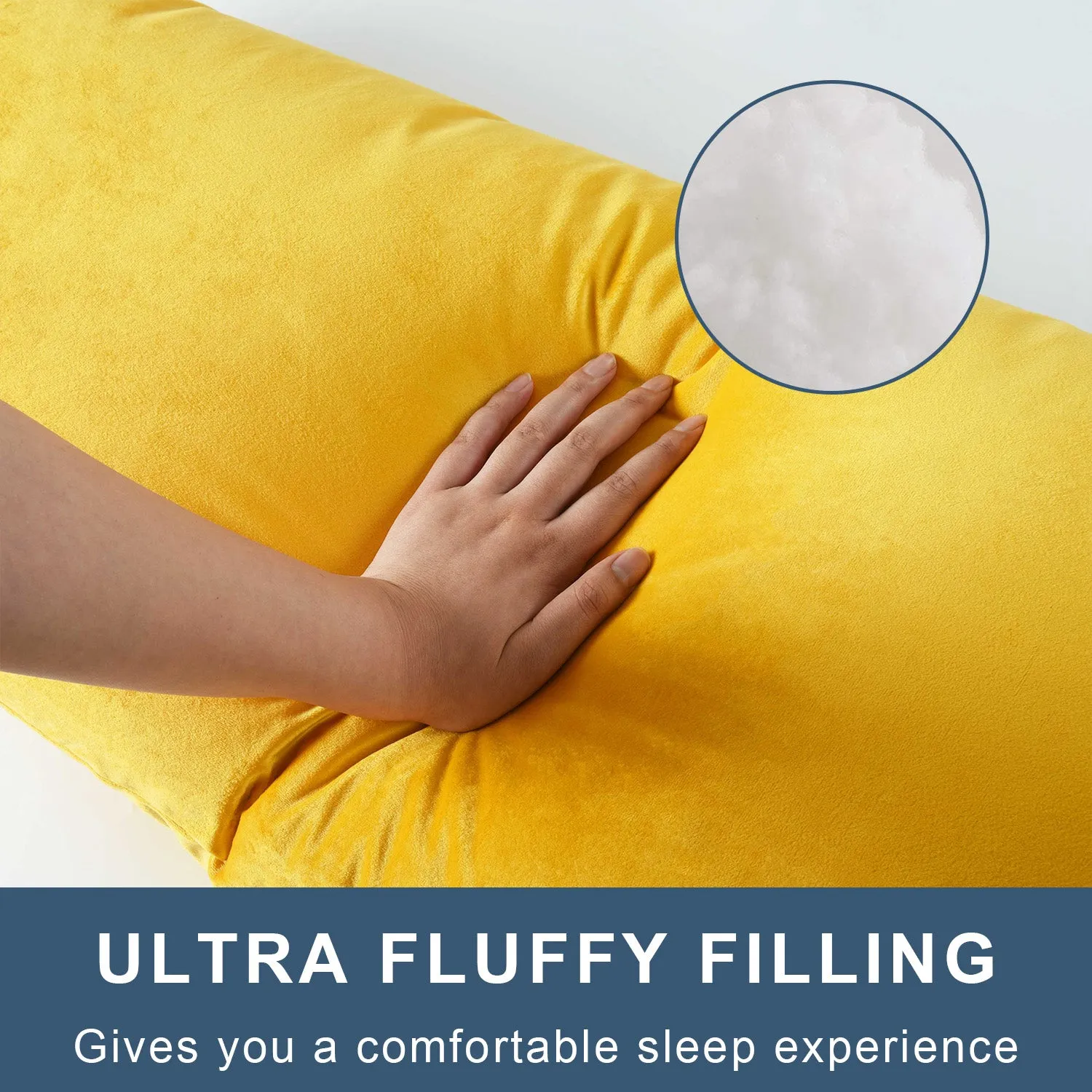 HIG Supportive Full Body Pillow for Sleeping, Decorative Large Body Pillow Insert with Removable Velvet Cover, Cuddly Long Bed Pillow for Adults Pregnant Women Side Sleeper, 20" x 54"
