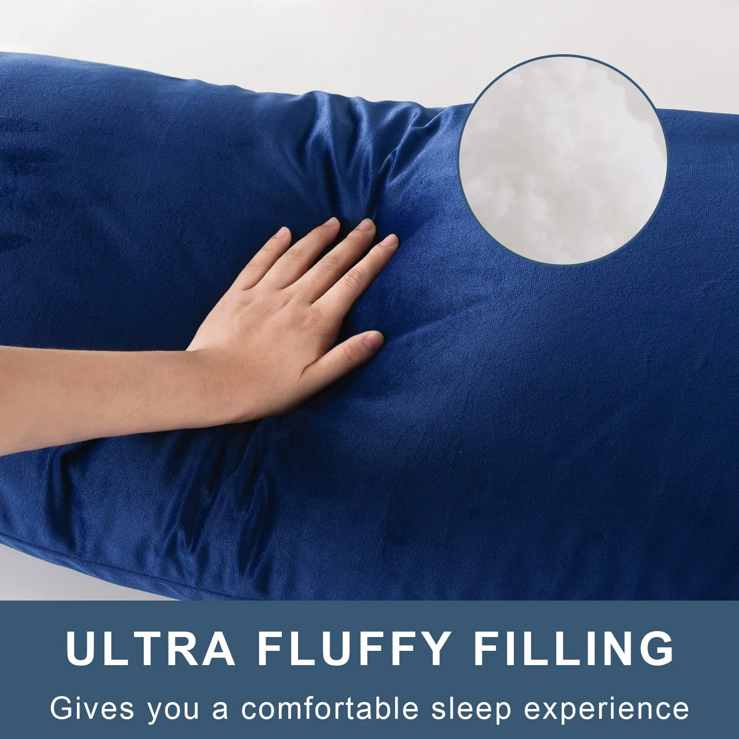 HIG Supportive Full Body Pillow for Sleeping, Decorative Large Body Pillow Insert with Removable Velvet Cover, Cuddly Long Bed Pillow for Adults Pregnant Women Side Sleeper, 20" x 54"