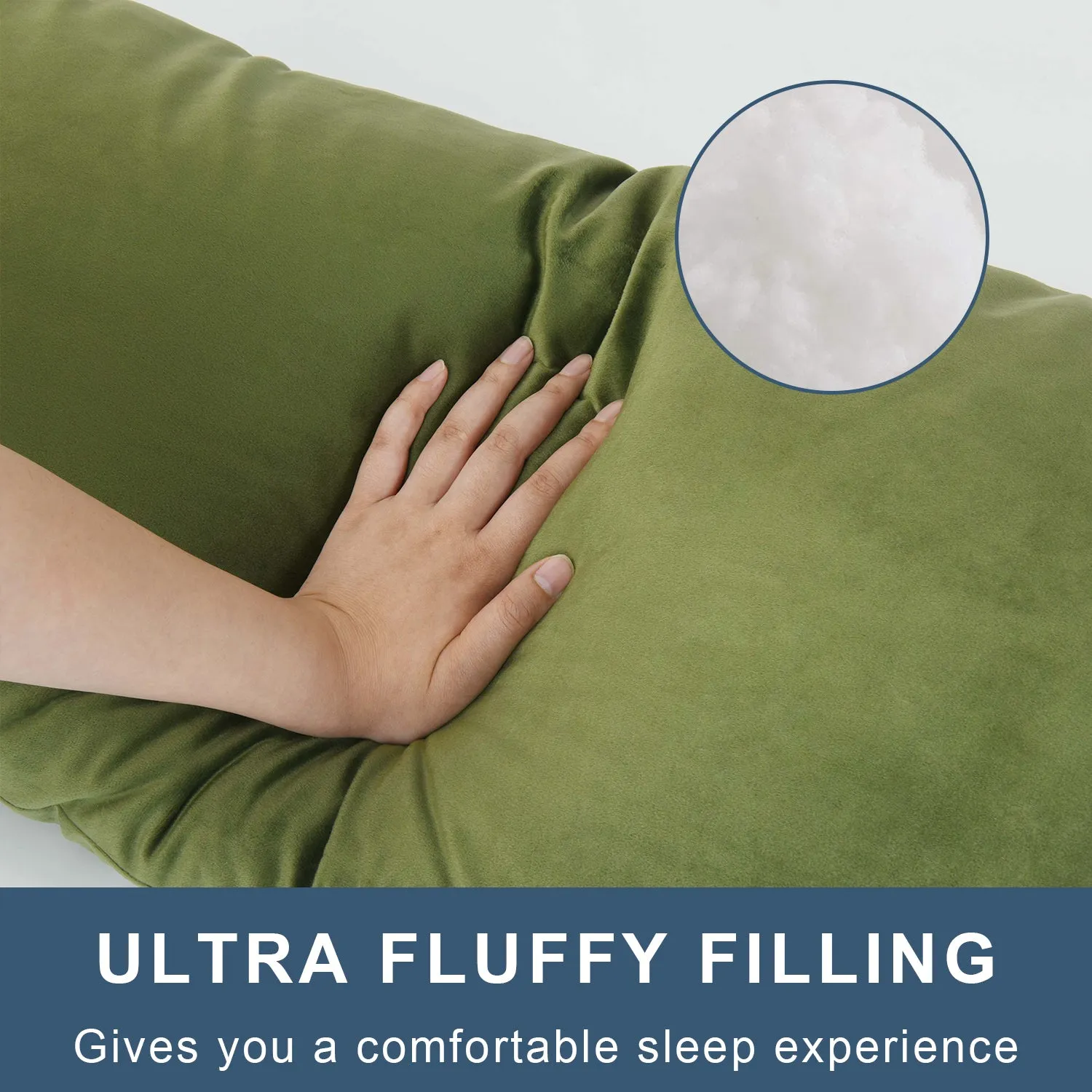 HIG Supportive Full Body Pillow for Sleeping, Decorative Large Body Pillow Insert with Removable Velvet Cover, Cuddly Long Bed Pillow for Adults Pregnant Women Side Sleeper, 20" x 54"