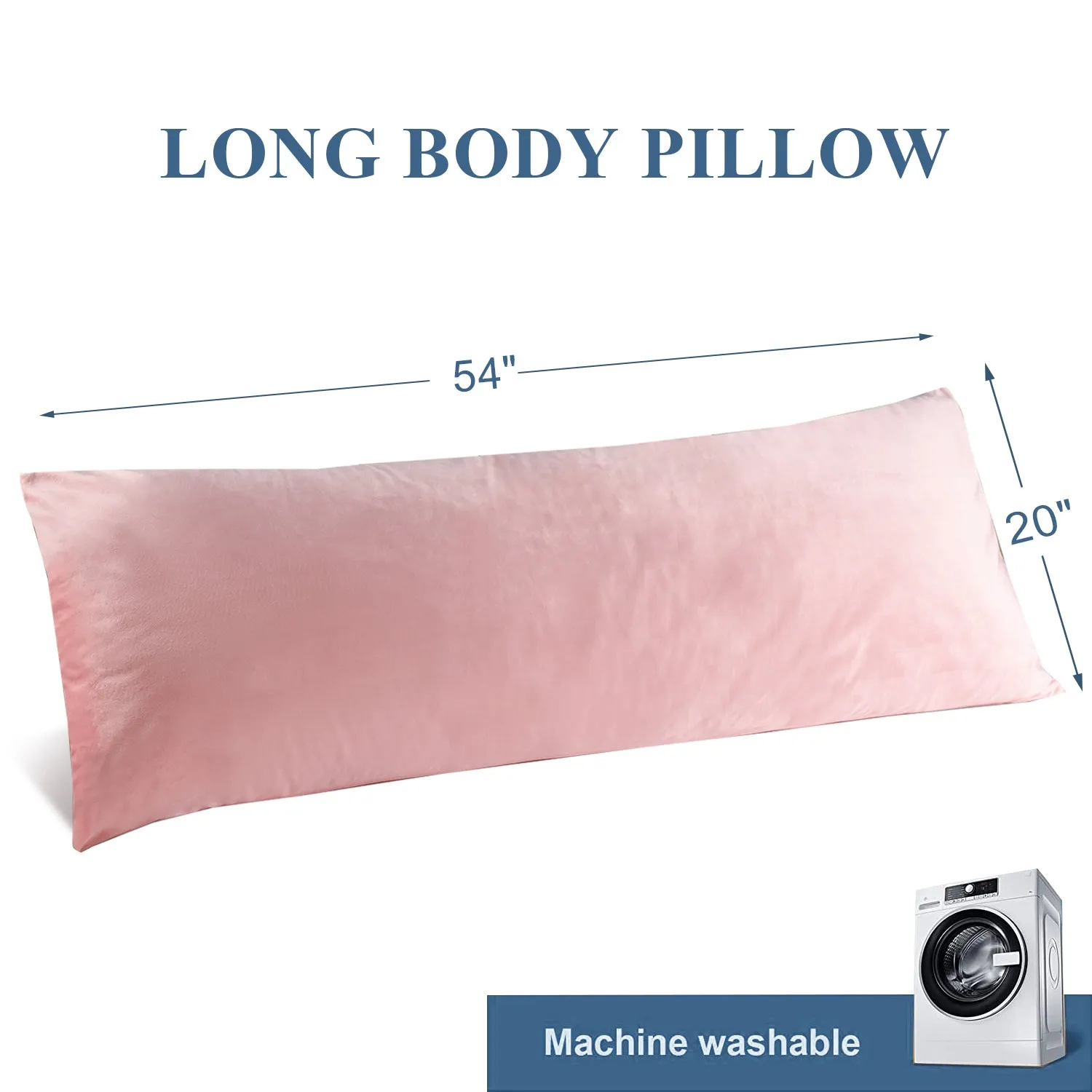 HIG Supportive Full Body Pillow for Sleeping, Decorative Large Body Pillow Insert with Removable Velvet Cover, Cuddly Long Bed Pillow for Adults Pregnant Women Side Sleeper, 20" x 54"