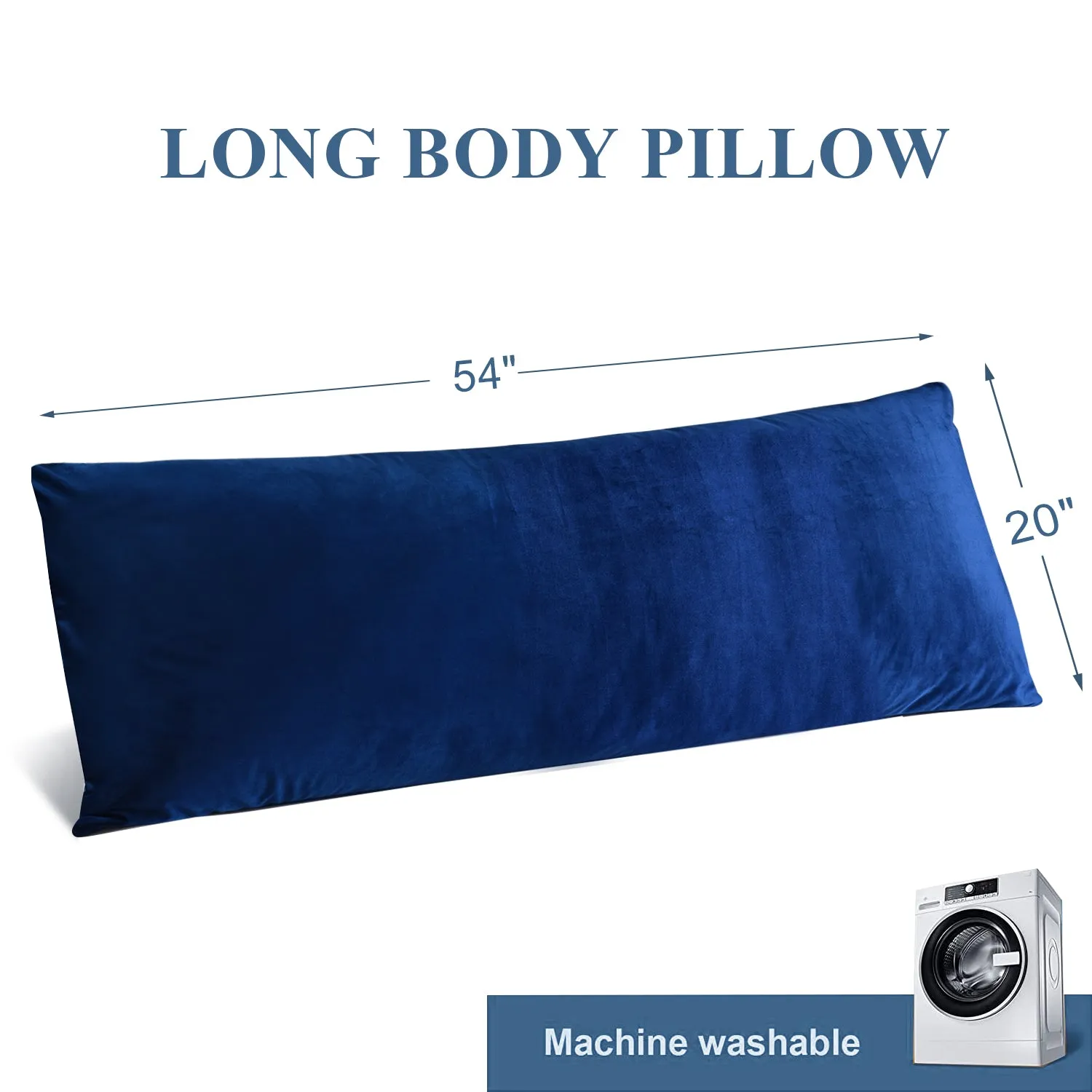HIG Supportive Full Body Pillow for Sleeping, Decorative Large Body Pillow Insert with Removable Velvet Cover, Cuddly Long Bed Pillow for Adults Pregnant Women Side Sleeper, 20" x 54"