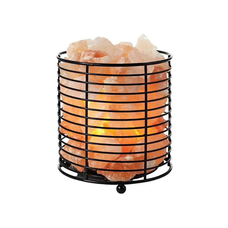 Himalayan Salt Night Light Lamp With Steel Round Basket Je-37