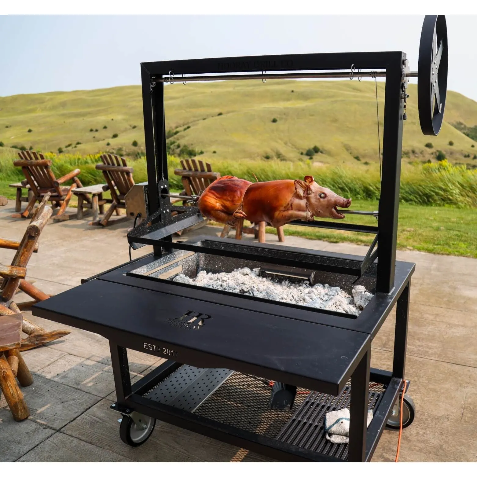 Hooray Grill Company 30" Open Fire Grill with Rotisserie