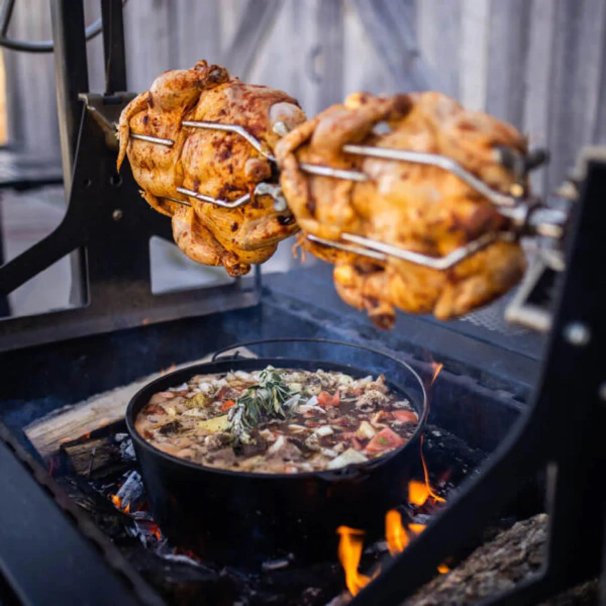 Hooray Grill Company 30" Open Fire Grill with Rotisserie