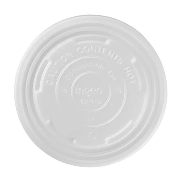 Karat Earth 114.6mm Compostable Flat Lids for 12-16oz Paper Food Container & 24-32oz Gourmet Food Container - 500 pcs