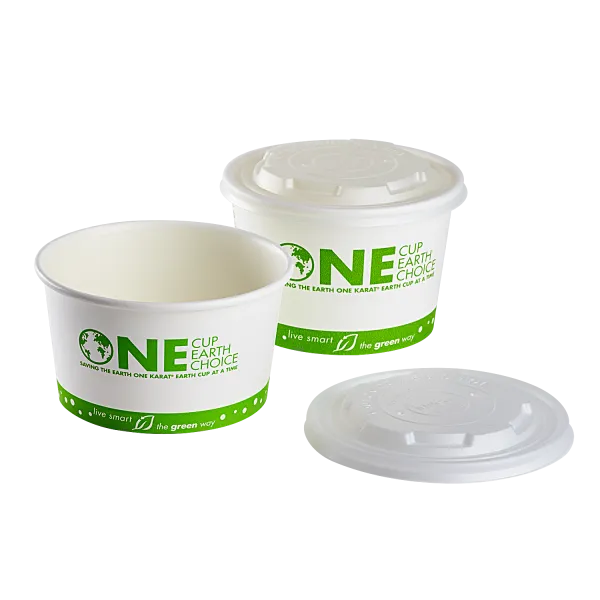 Karat Earth 114.6mm Compostable Flat Lids for 12-16oz Paper Food Container & 24-32oz Gourmet Food Container - 500 pcs