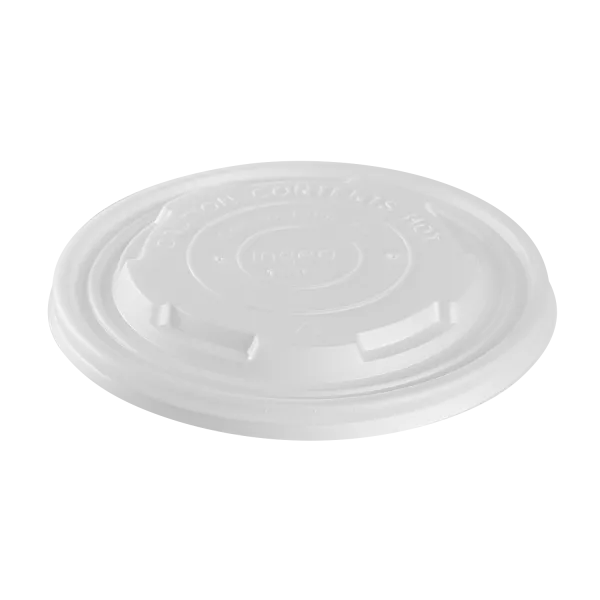 Karat Earth 114.6mm Compostable Flat Lids for 12-16oz Paper Food Container & 24-32oz Gourmet Food Container - 500 pcs