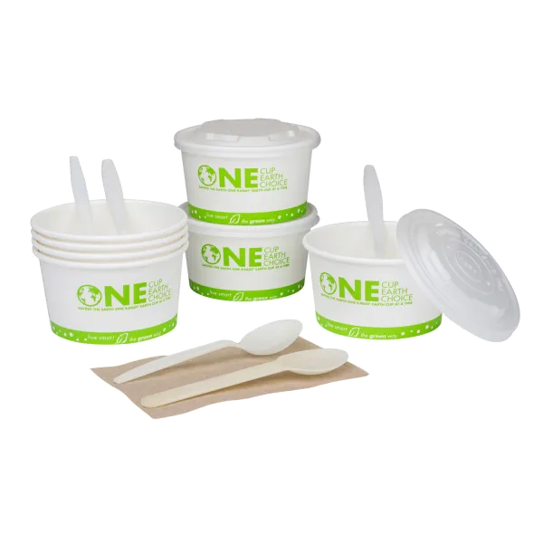Karat Earth 12oz Eco-Friendly Paper Food Containers (114.6mm), Generic Print - 500 pcs