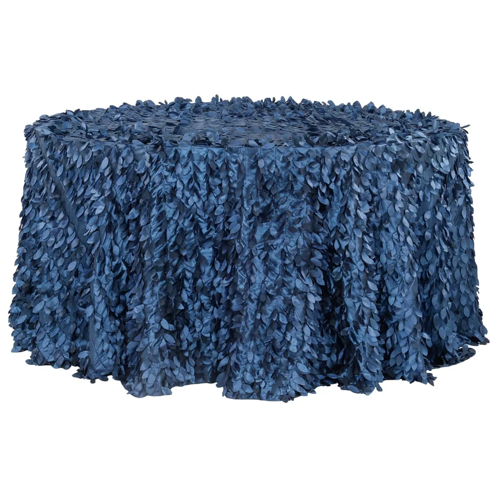 Leaf Petal Taffeta Round 120" Tablecloth - Navy Blue