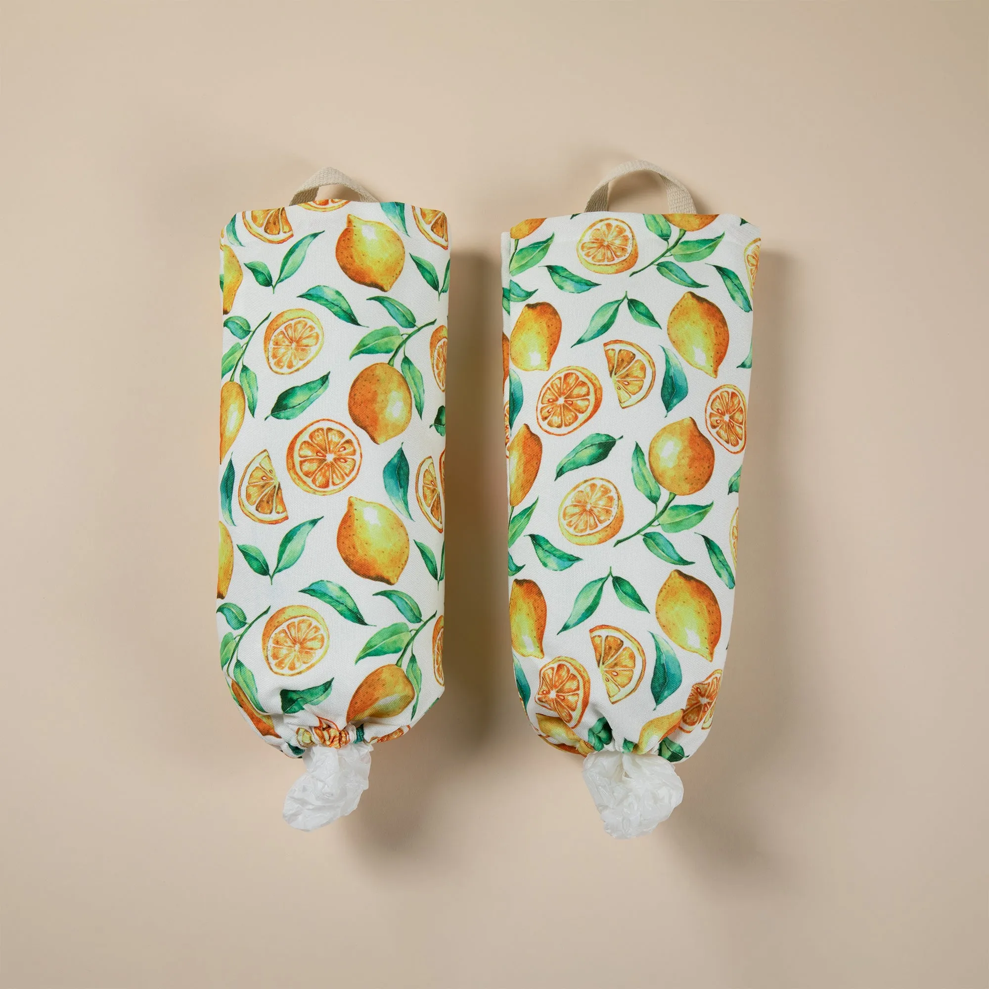 Lemon Vibes Plastic Bag Holder - Set of 2