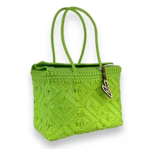 Maria Victoria | Lime P Basket | Upcycled, Handwoven, Green Basket