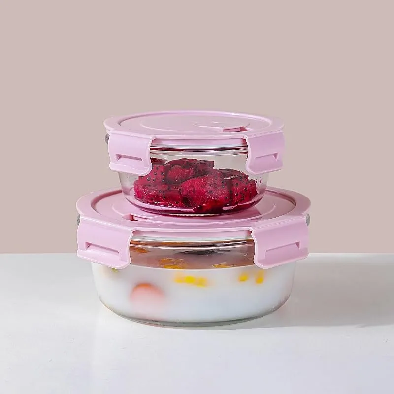 MARTVIA 900ML Glass Food Storage Containers with Lids -Glass Lunch Box Meal Prep Containers with Airtight Microwave, Fridge, Freezer, Dishwasher, and Oven Safe (Round- 01, Set of 1)