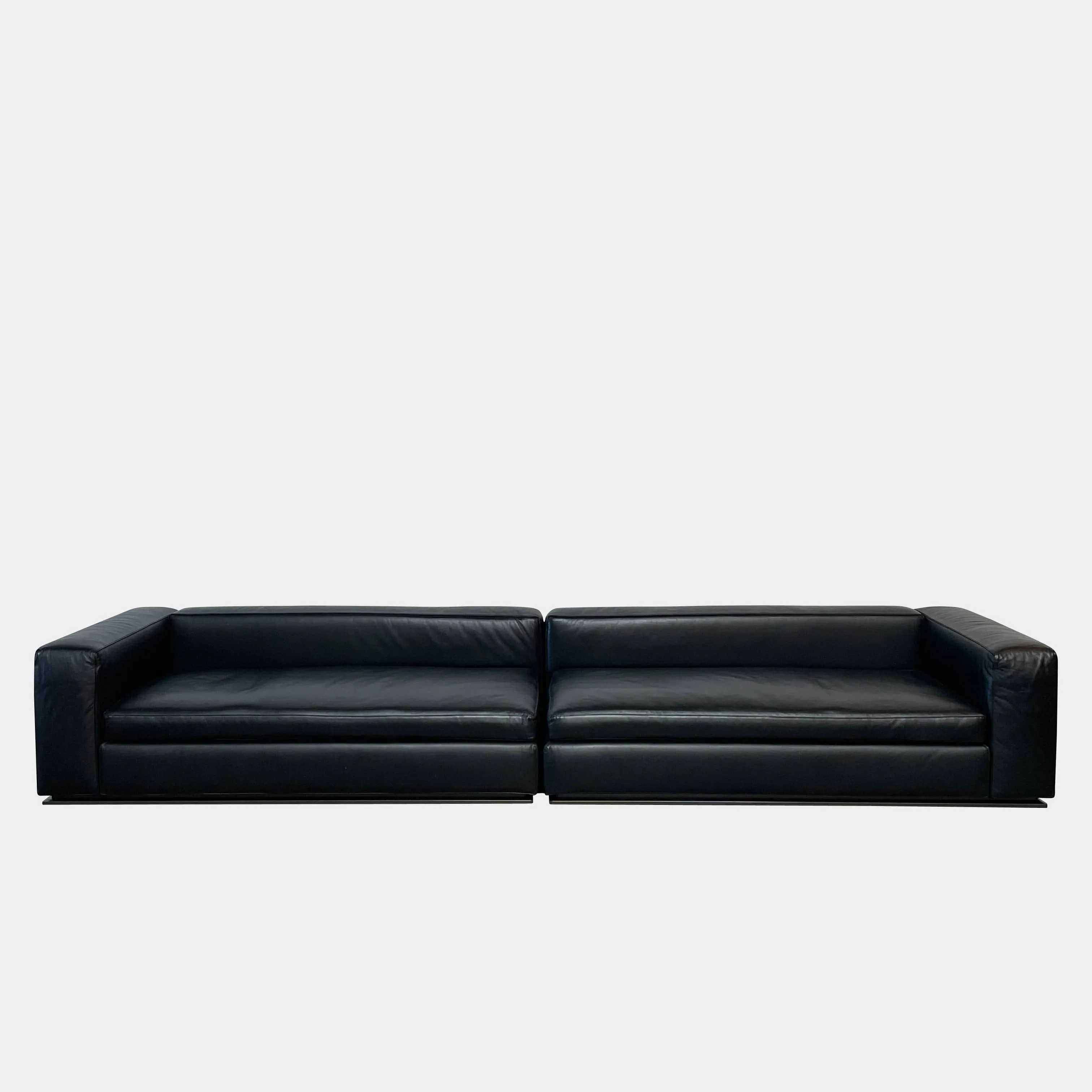Minotti Hamilton Black Leather Sofa
