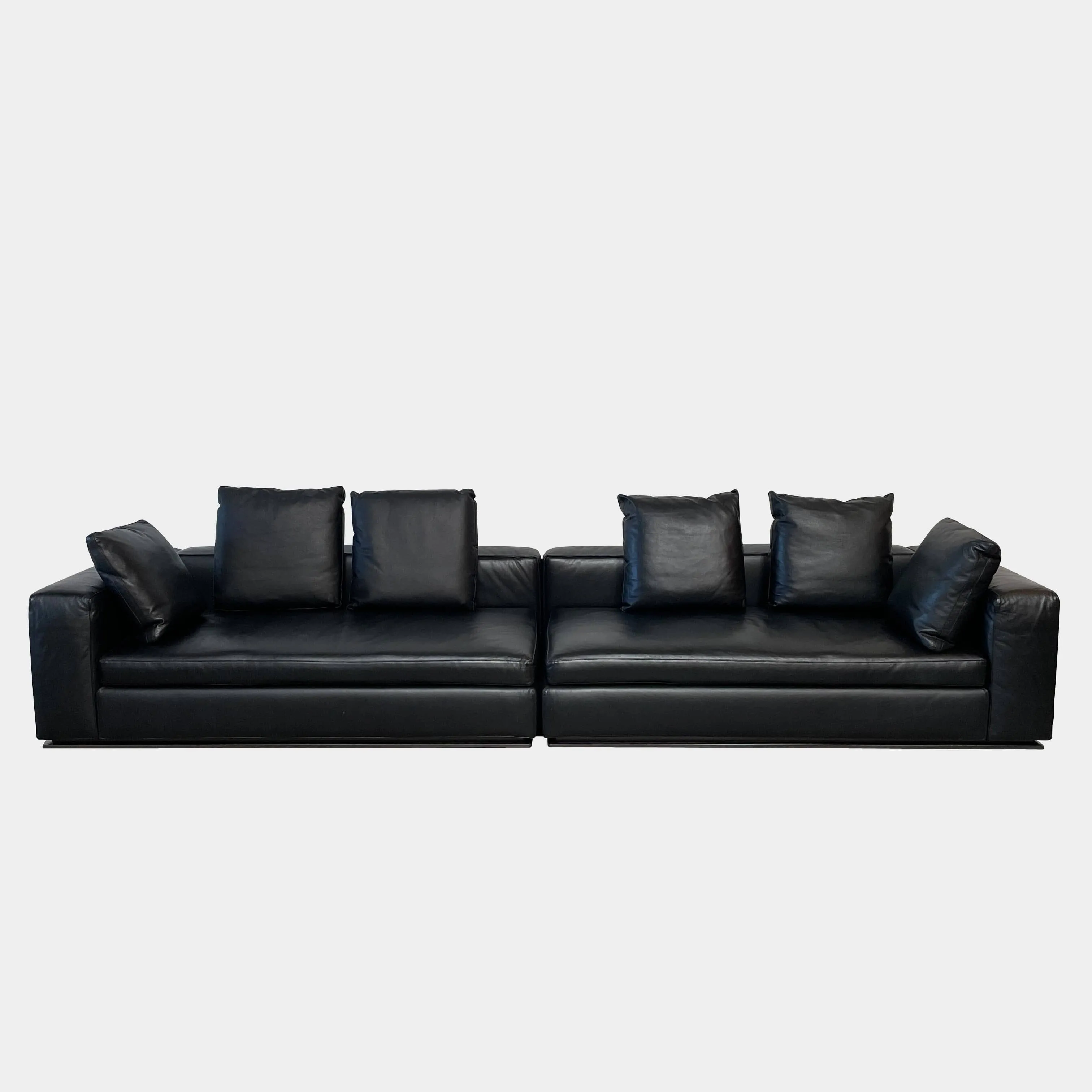 Minotti Hamilton Black Leather Sofa