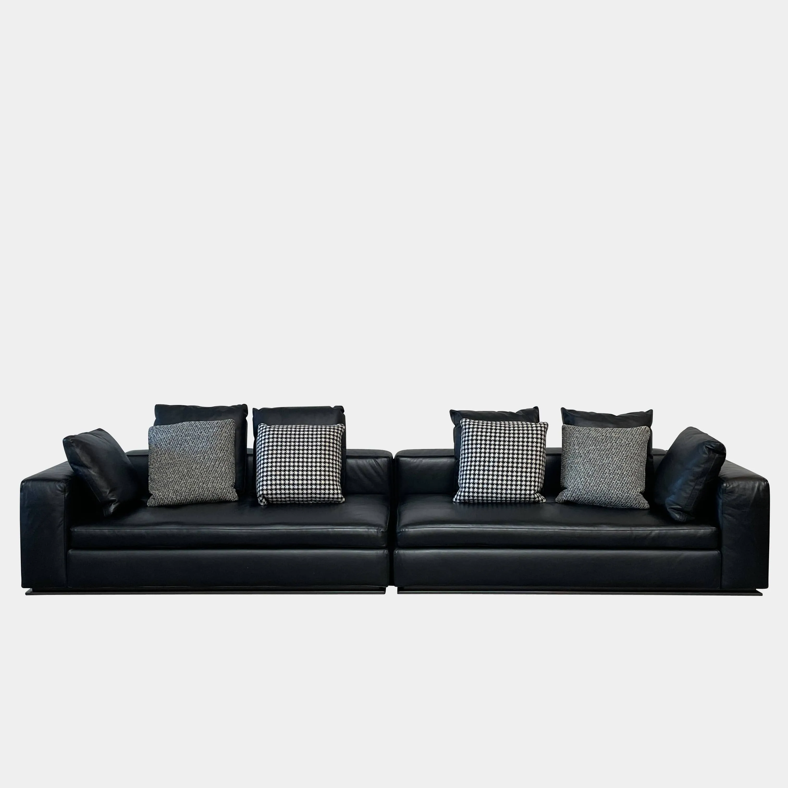 Minotti Hamilton Black Leather Sofa