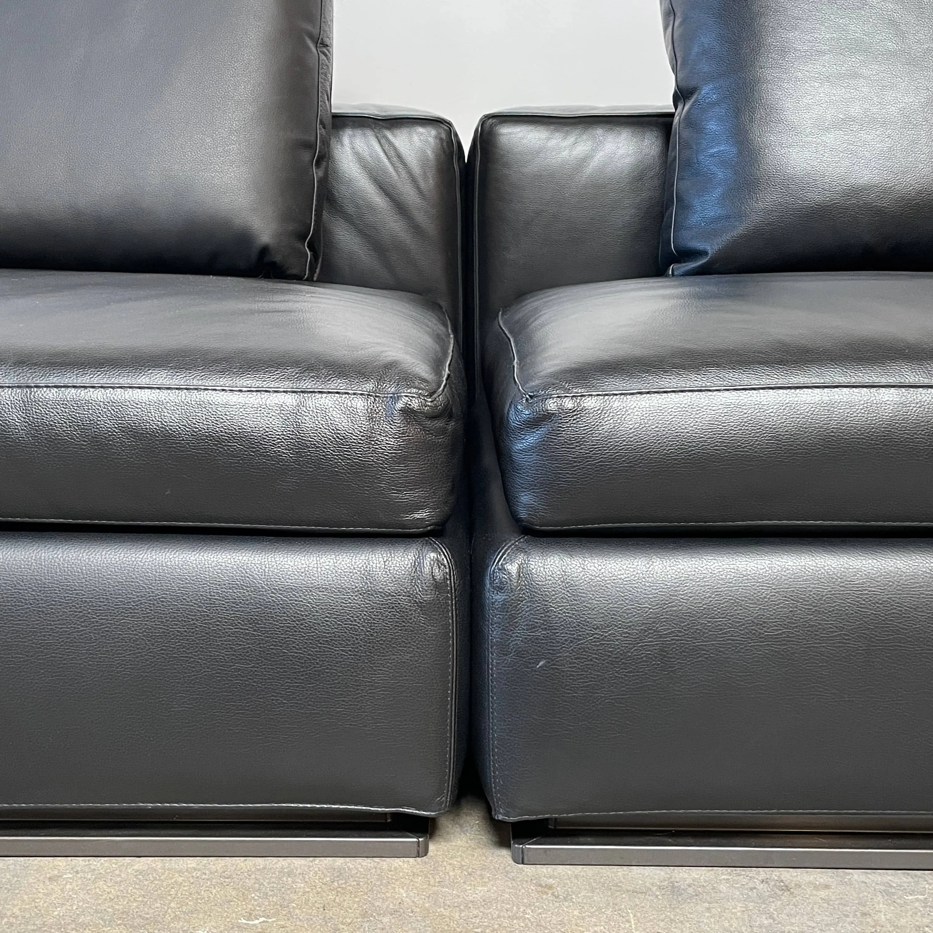 Minotti Hamilton Black Leather Sofa