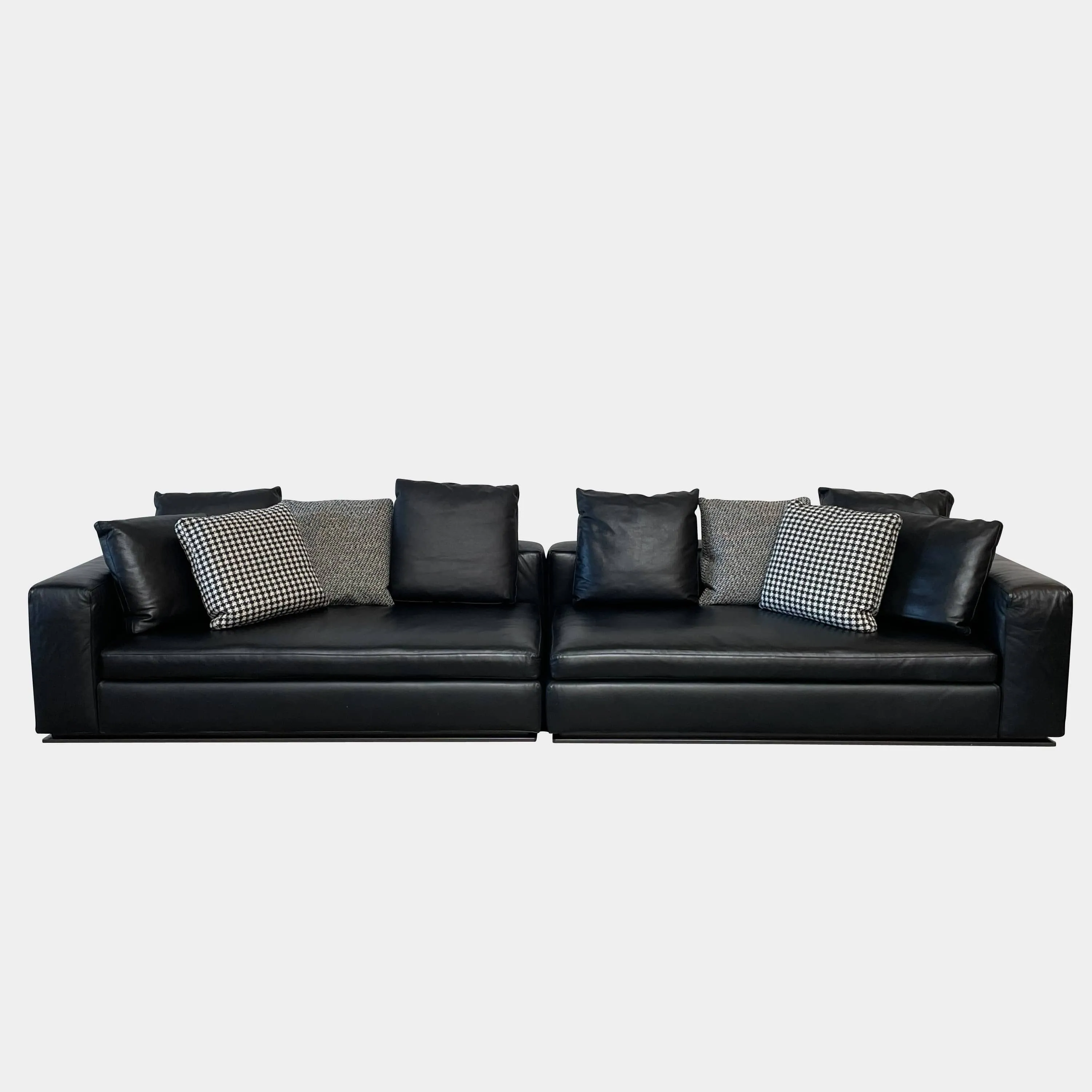 Minotti Hamilton Black Leather Sofa