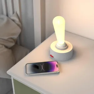 Modern Rechargeable Wireless LED Night Light – White Silicone Ambient Wall Lamp with Shake Toggle Switch for Bedroom
