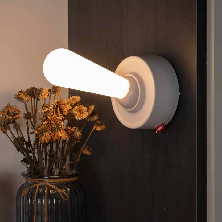 Modern Rechargeable Wireless LED Night Light – White Silicone Ambient Wall Lamp with Shake Toggle Switch for Bedroom