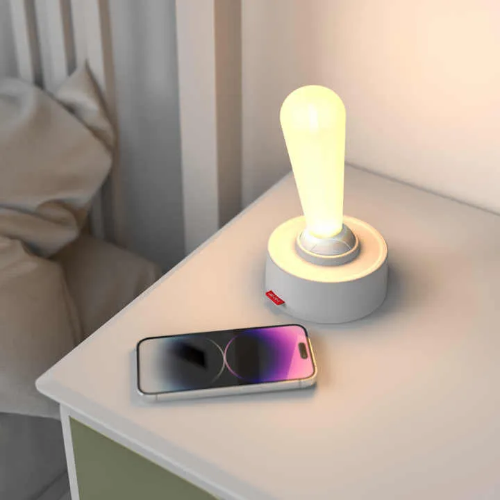 Modern Rechargeable Wireless LED Night Light – White Silicone Ambient Wall Lamp with Shake Toggle Switch for Bedroom