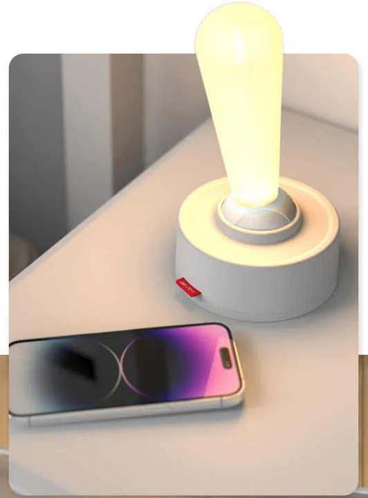 Modern Rechargeable Wireless LED Night Light – White Silicone Ambient Wall Lamp with Shake Toggle Switch for Bedroom
