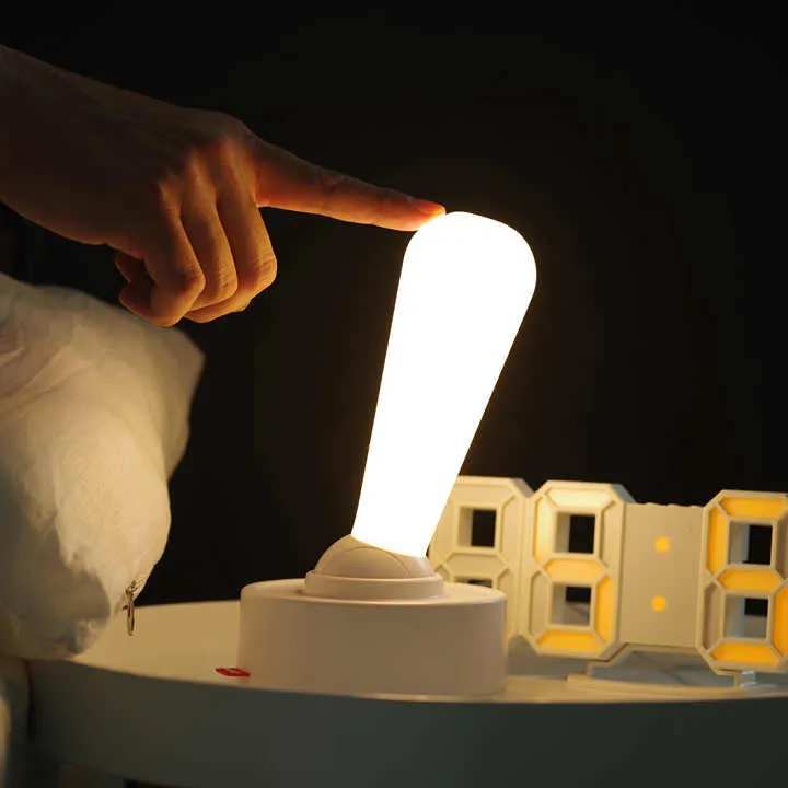 Modern Rechargeable Wireless LED Night Light – White Silicone Ambient Wall Lamp with Shake Toggle Switch for Bedroom