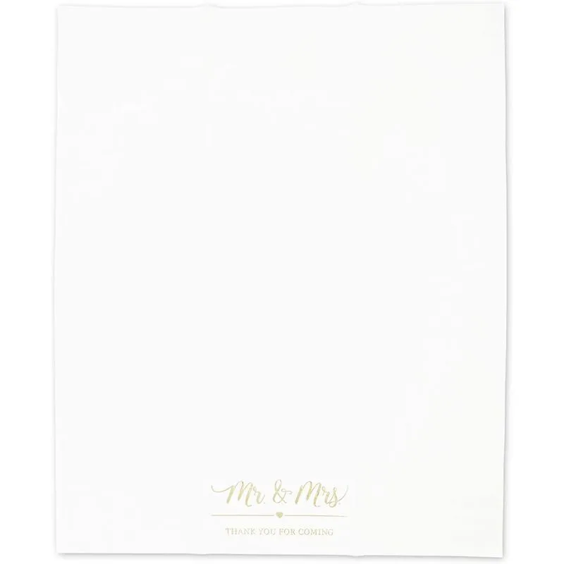 Mr and Mrs Wedding Dinner Napkins (4 x 8 Inches, 100 Pack)