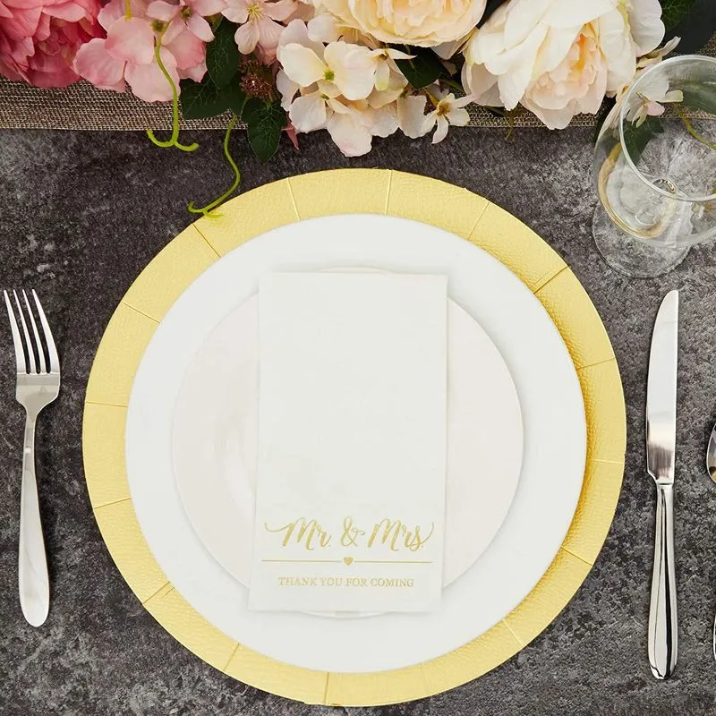 Mr and Mrs Wedding Dinner Napkins (4 x 8 Inches, 100 Pack)