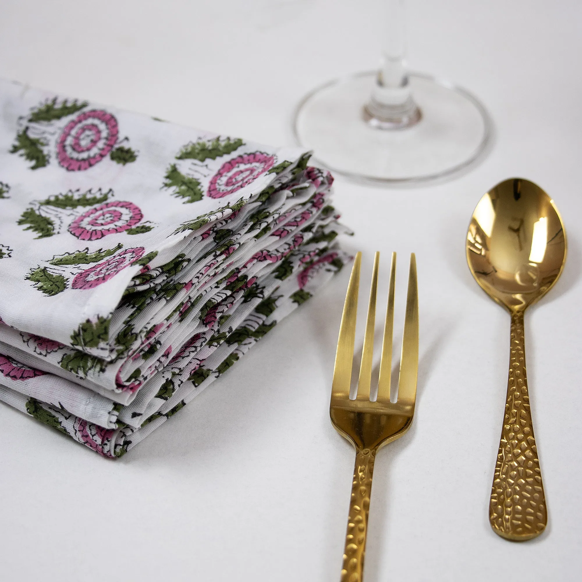 Multicolor Floral Hand Block Printed Soft Cotton Organic Napkins