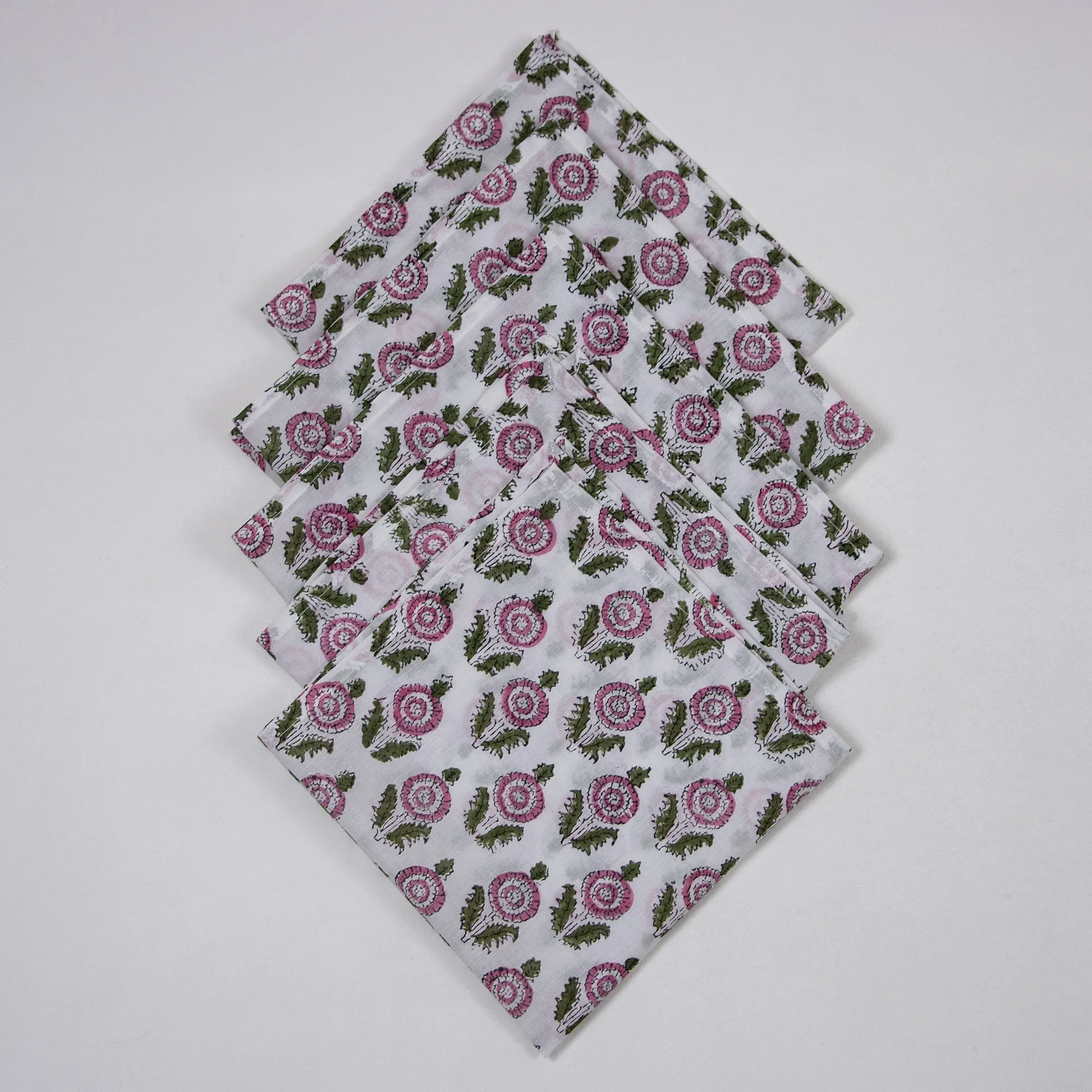 Multicolor Floral Hand Block Printed Soft Cotton Organic Napkins