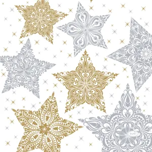 N.J Products 33cm Snow stars White Napkins (Pack of 20)
