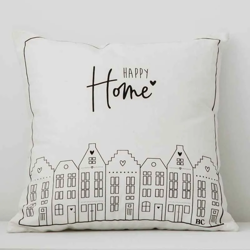 Nordic Monochrome Inspirational Quote Cotton Throw Pillows