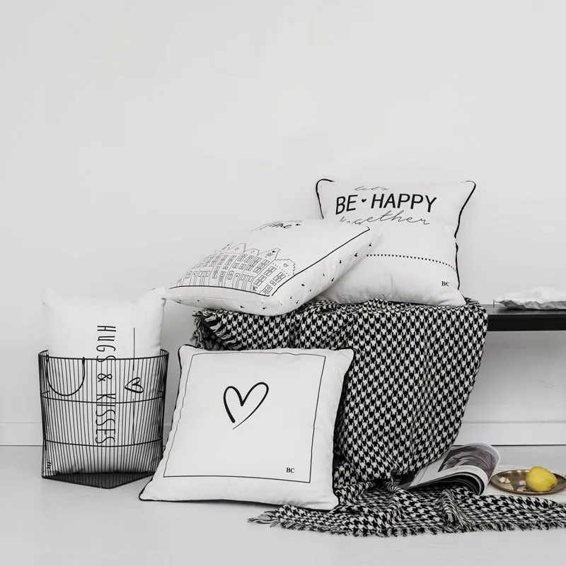 Nordic Monochrome Inspirational Quote Cotton Throw Pillows