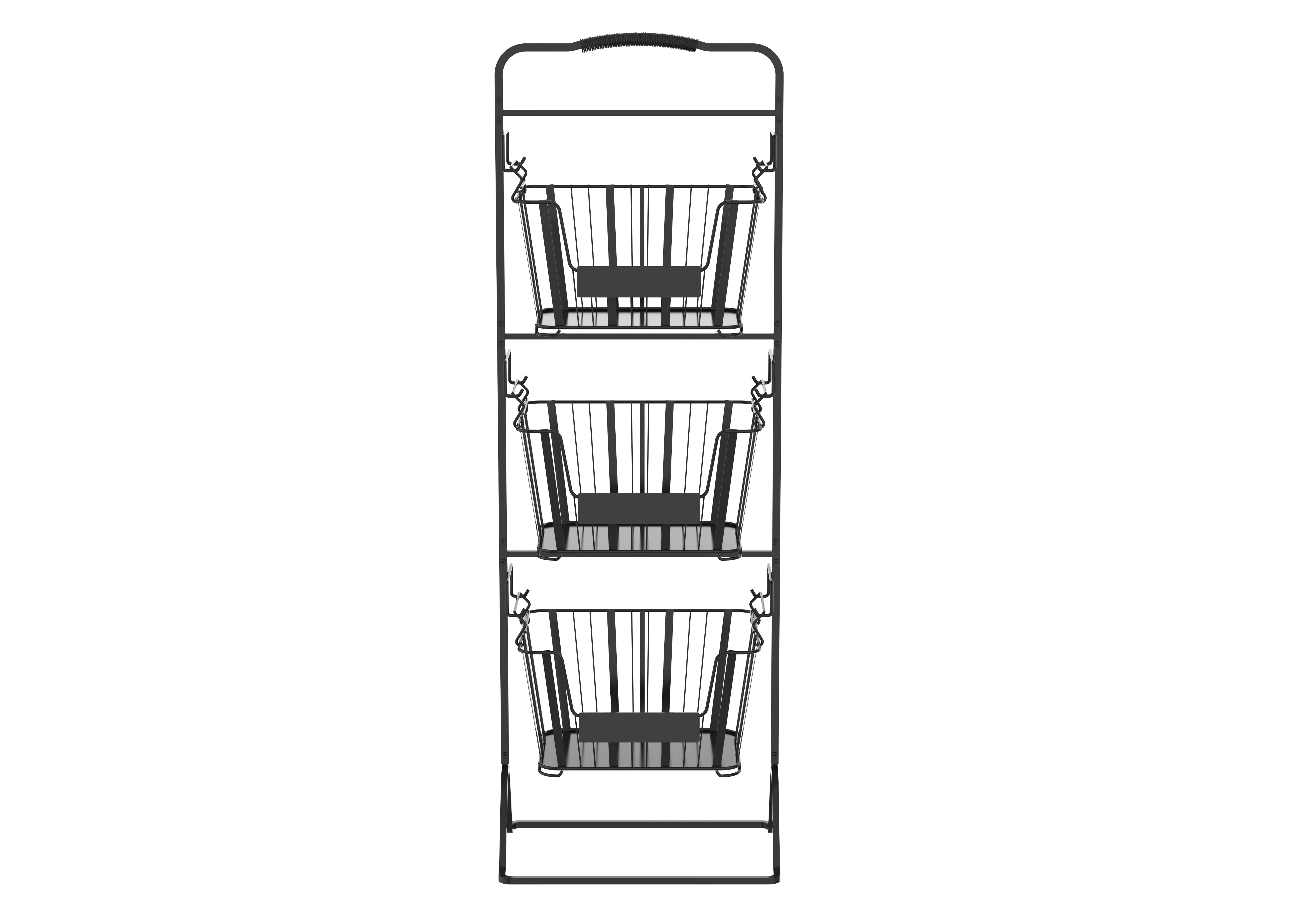 Oceanstar 3-Tier Metal Wire Storage Basket Stand with Removable Baskets – Black