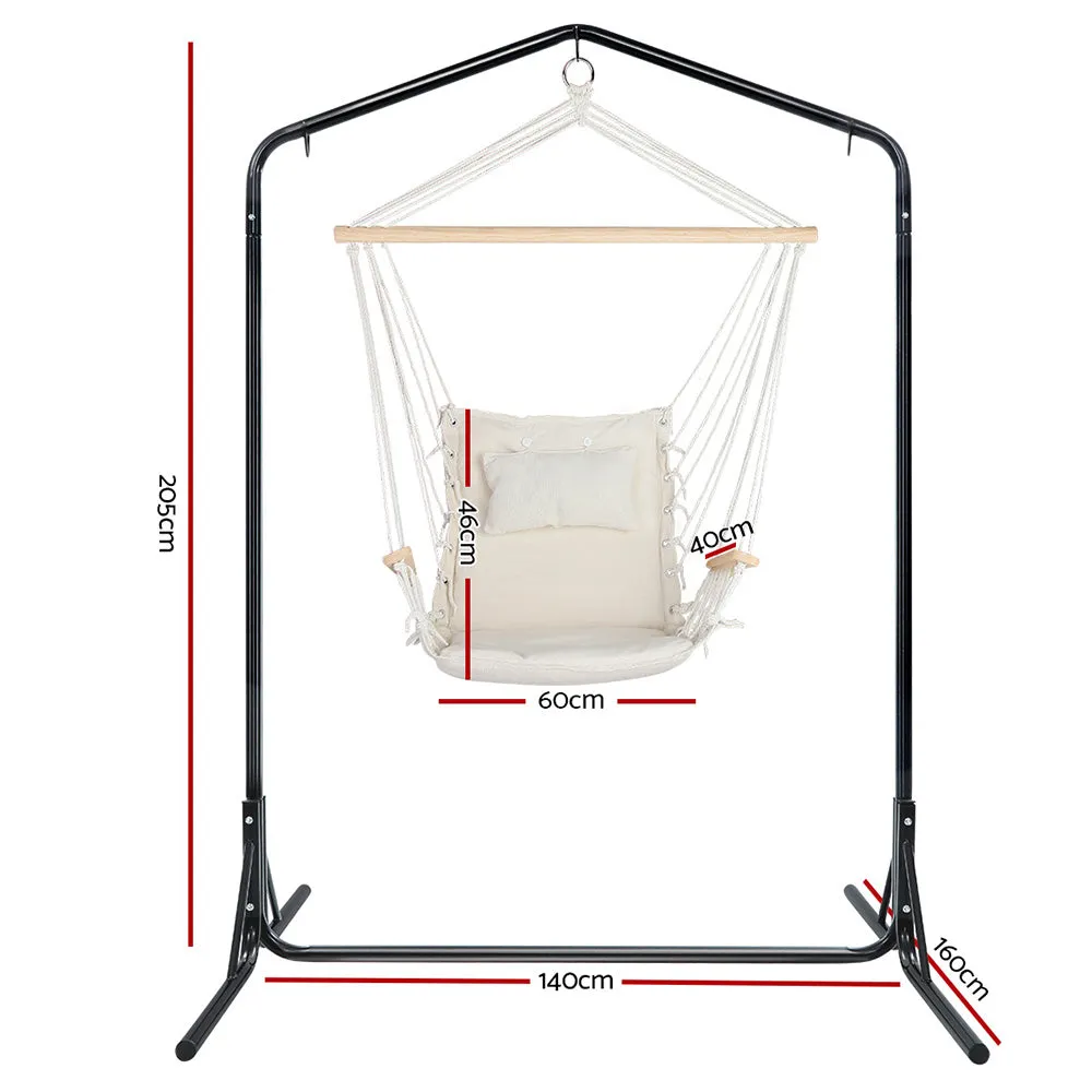 Outdoor Hammock Chair with Stand Swing Hanging Hammock Garden - Cream