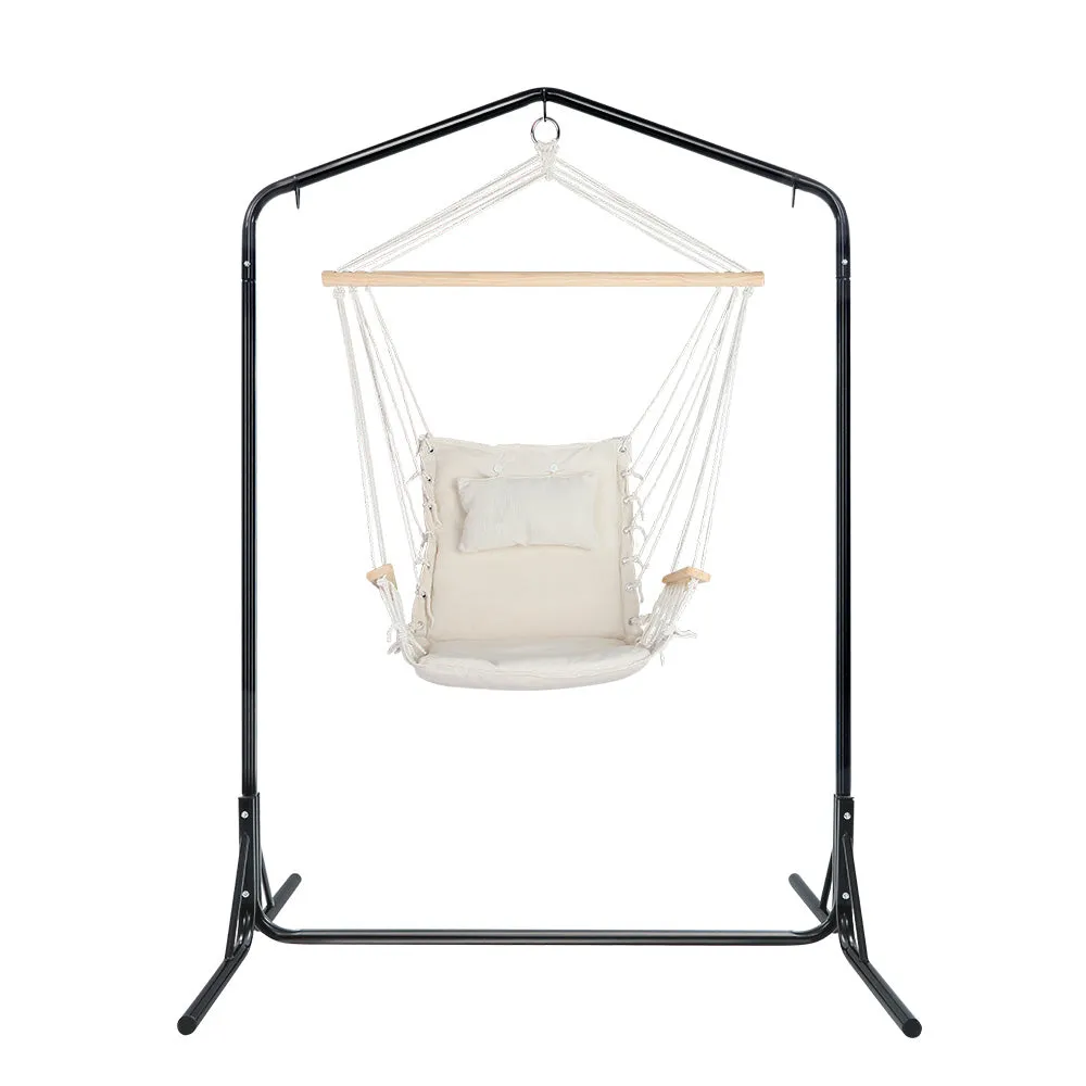 Outdoor Hammock Chair with Stand Swing Hanging Hammock Garden - Cream